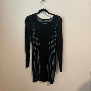 Express Women's Black Dress with Gray Pattern